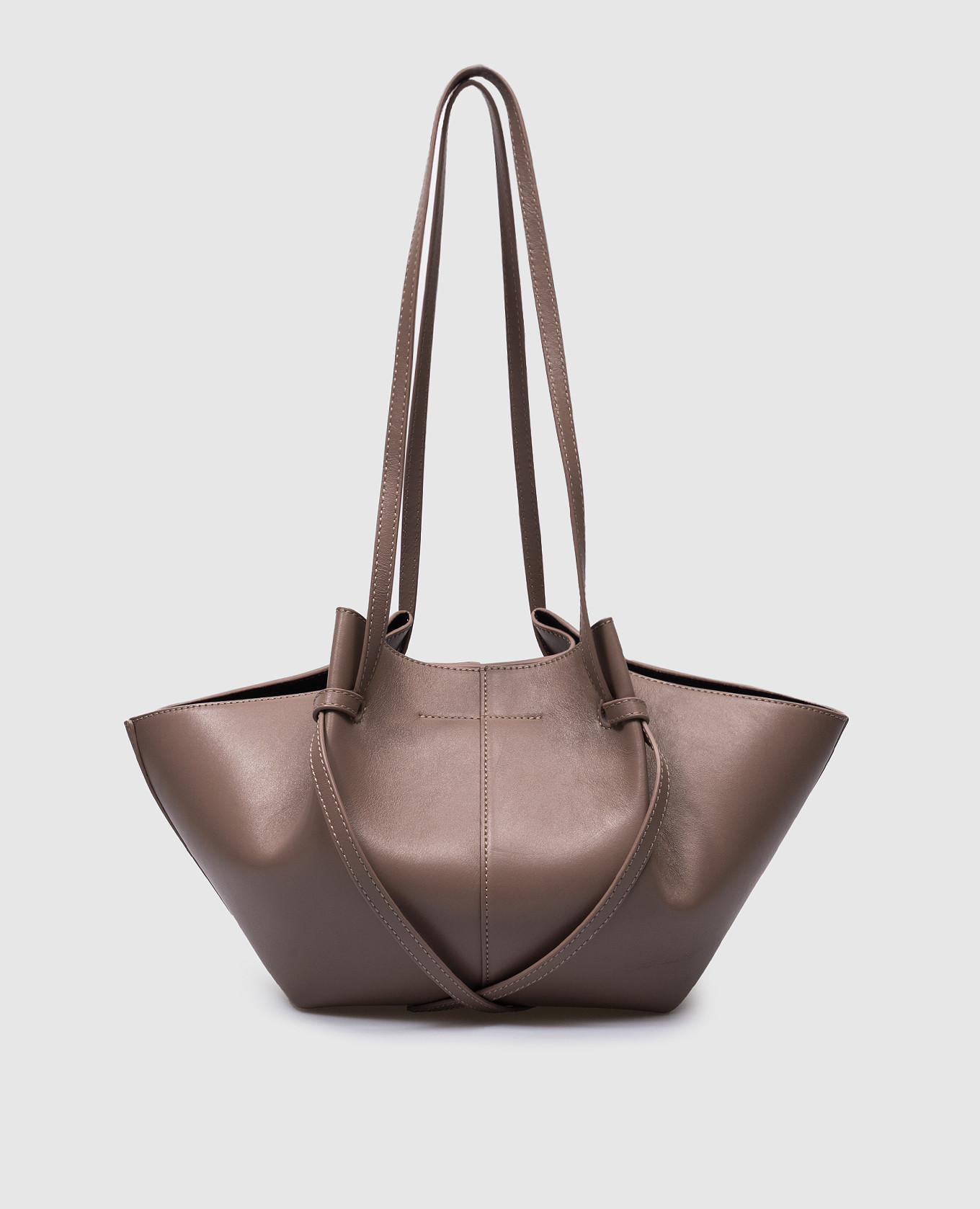 Mochi logo brown leather bag