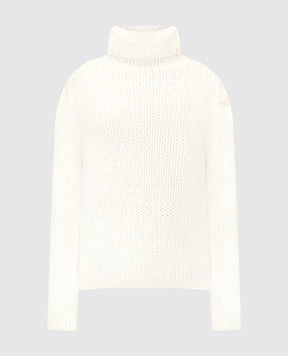 Moncler Белый свитер из шерсти с логотипом 9F00022M2024