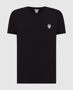 Dolce&Gabbana Чорна футболка з вишивкою логотипу M8C03JFUECG