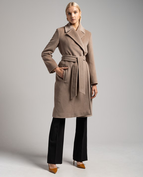 Max Mara Коричневое двубортное пальто Asti из шерсти ASTI