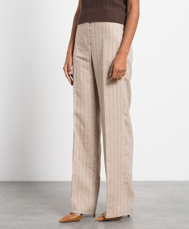 Dark Brown Pleated Linen Trousers - Saman Butik | Shop Online