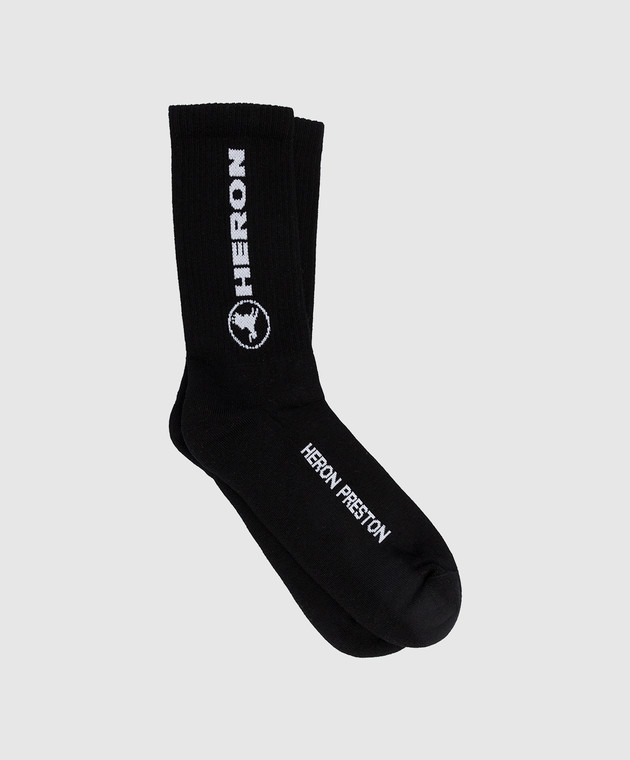 Heron Preston Чорні шкарпетки з контрастним принтом логотипу HWRA008S22KNI002