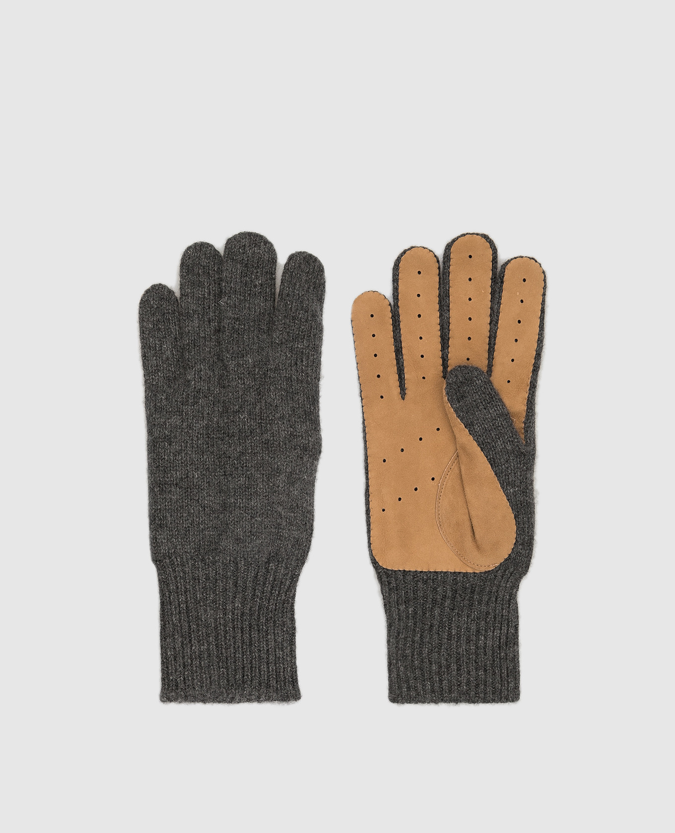 Серые перчатки из кашемира