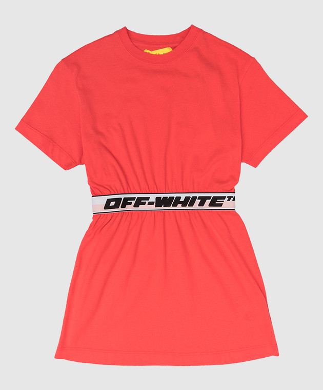Off-White Дитяча коралова сукня з логотипом OGDB009S22JER001