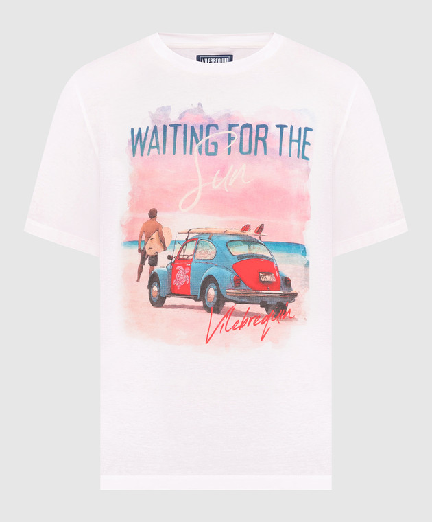 Vilebrequin Pink t-shirt with Waiting for Sun print PTSU3P96