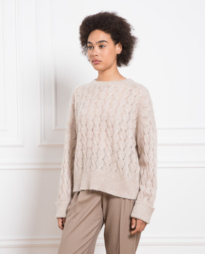 Brunello Cucinelli Бежевый свитер с люрексом MBG747600P