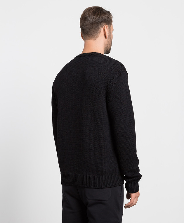 Balmain Чорний светр із вовни з контрастним логотипом YH1KD000KB13 зображення 4