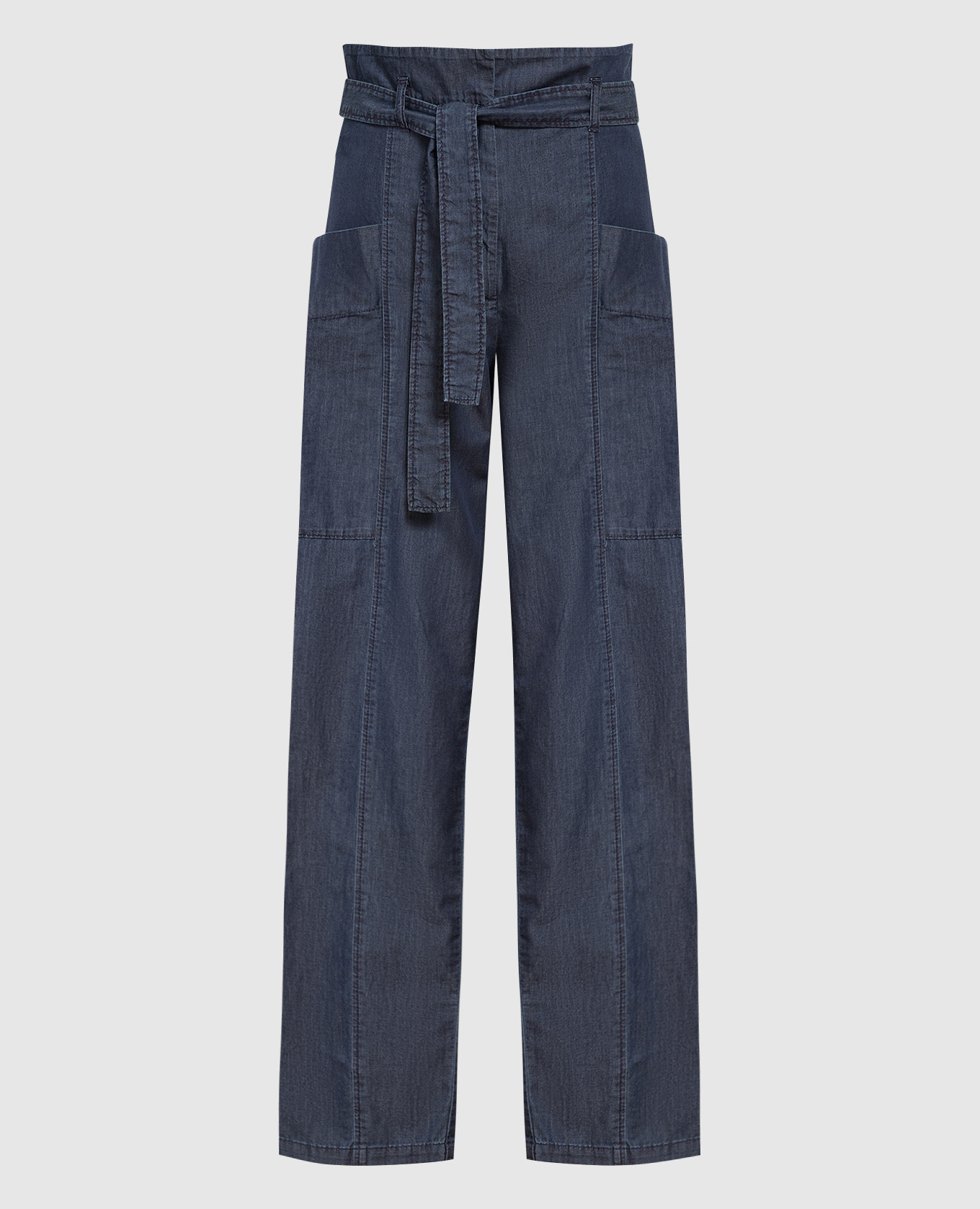 

Темно-синие брюки Biennio с высокой посадкой, Синий, Брюки с высокой талией