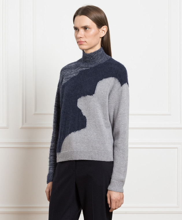 Peserico Blue sweater made of wool, silk and cashmere with a pattern S99065F059018X image 3