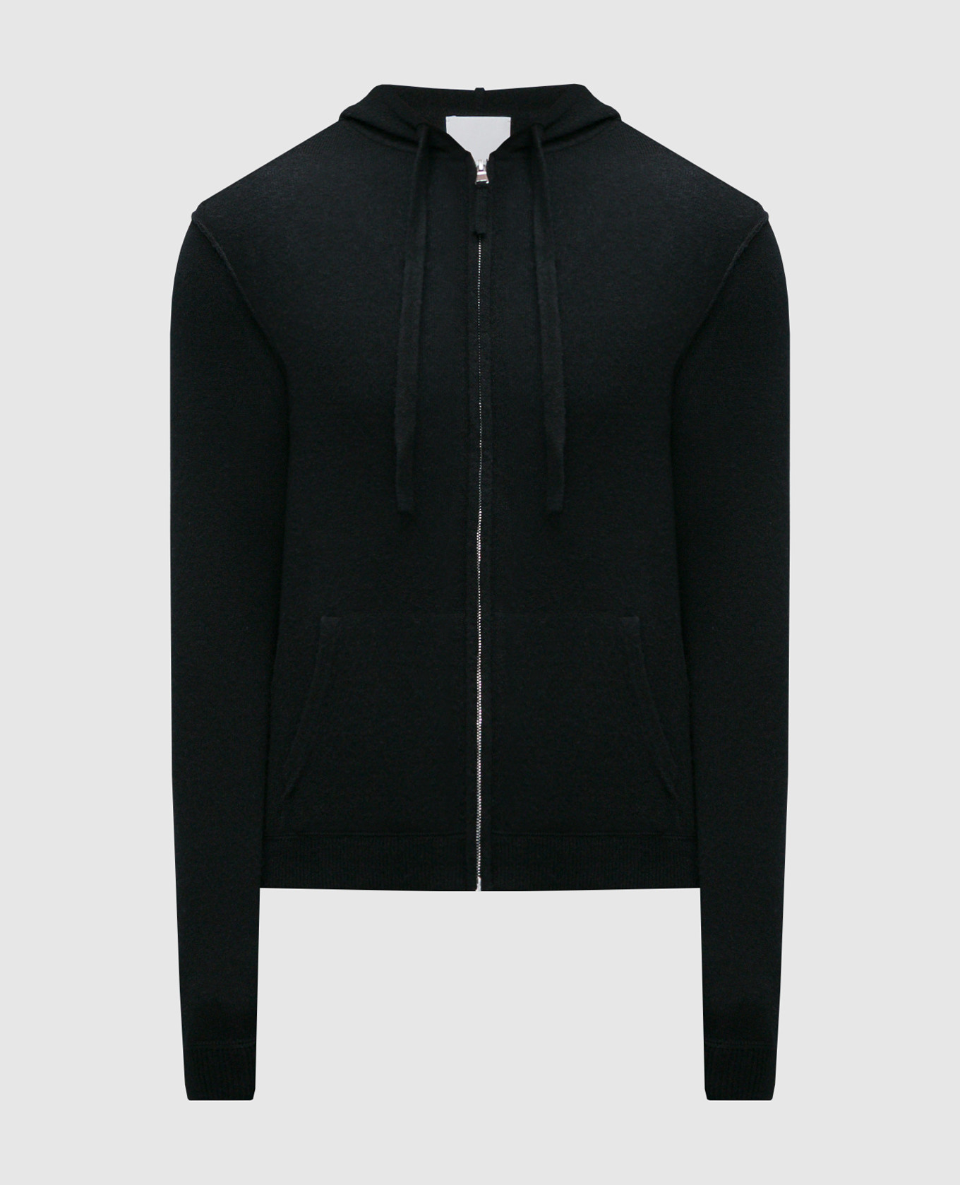 Black cardigan made of wool and cashmere with an inside-out effect