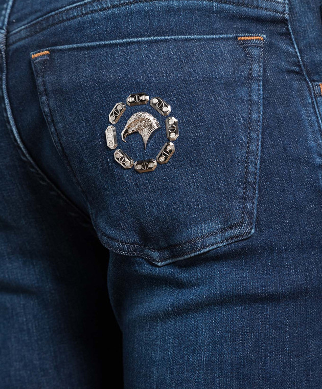 Stefano Ricci Синие джинсы-слим с эффектом потертости MST33S1100T0114 изображение 5