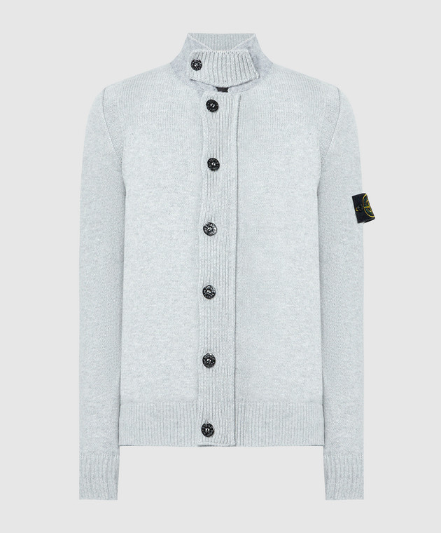 Stone Island Серый кардиган с патчем логотипа 7915547A3