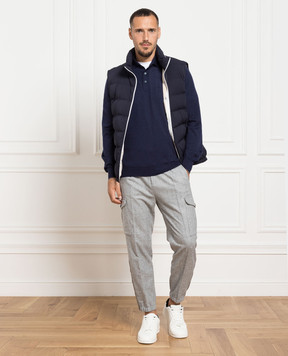 Brunello Cucinelli Синє поло з вовни і кашеміру M2400295