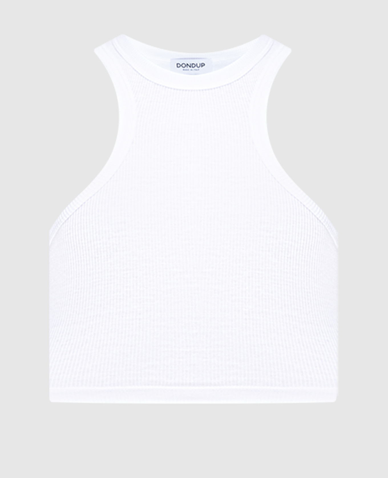 White ribbed top with logo