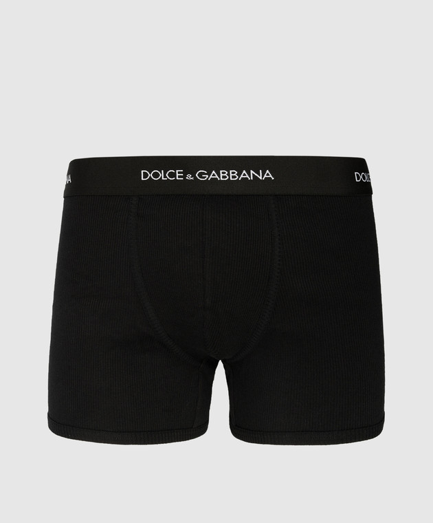 Dolce&Gabbana Black ribbed boxer briefs with logo M4C13JONN96