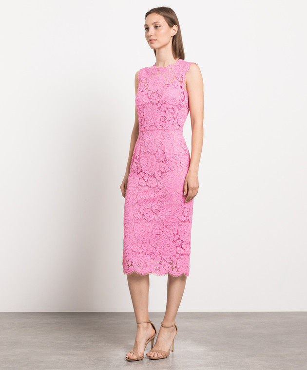 Dolce&Gabbana Pink lace dress F6H0ZTFLRE1 image 3