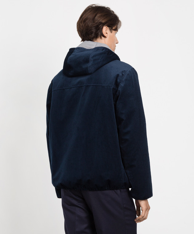 Brunello Cucinelli Темно-синя куртка в рубчик MQ4827429G зображення 4