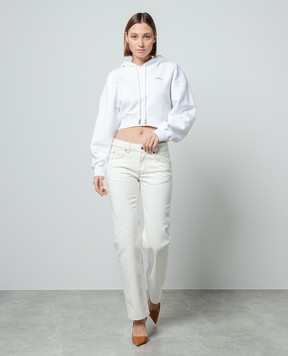 Off-White Білі джинси з патчем логотипа OWYA059S24DEN001