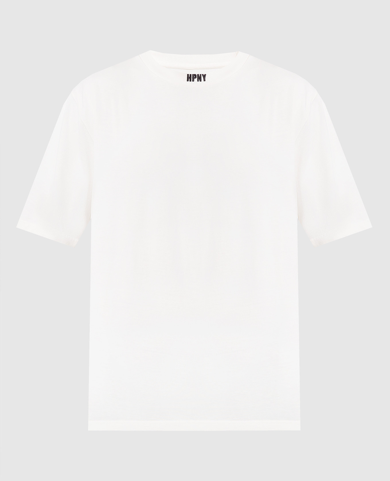 White t-shirt with contrasting HPNY logo embroidery