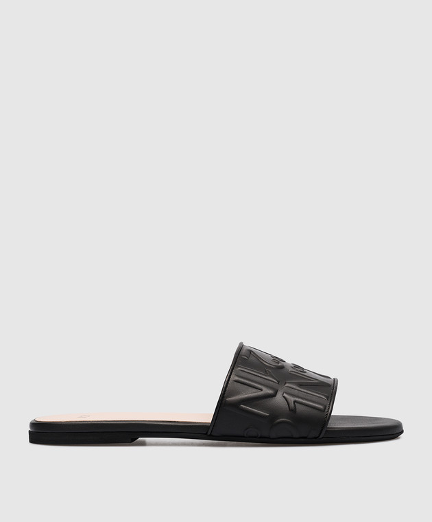 N21 Black leather flip flops with logo 23ECPXNV15010
