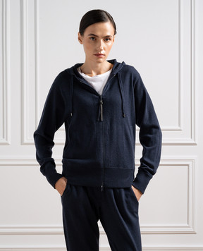 Brunello Cucinelli Синяя спортивная кофта из кашемира с цепочкой мониль M12169106