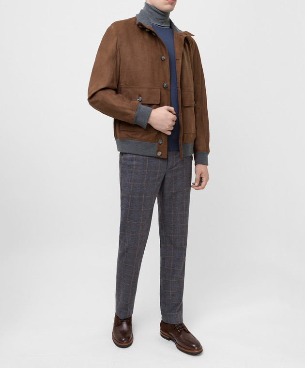 Brunello Cucinelli Коричневая кожаная куртка MPTOS1674 изображение 2