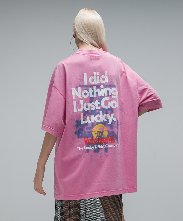 Vetements Pink t-shirt with a print UE54TR390Hw image 4