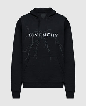 Givenchy Черные худи со светоотражающим принтом логотипа BMJ0LA3YJ9