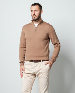 Cashmere&Whiskey Коричневий джемпер з вовни з гравіюванням логотипа 77397