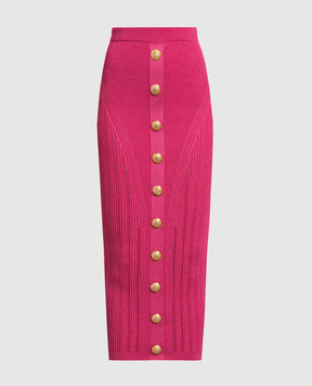 Balmain Розовая юбка миди с брендированными заклепками AF0LD043KE18