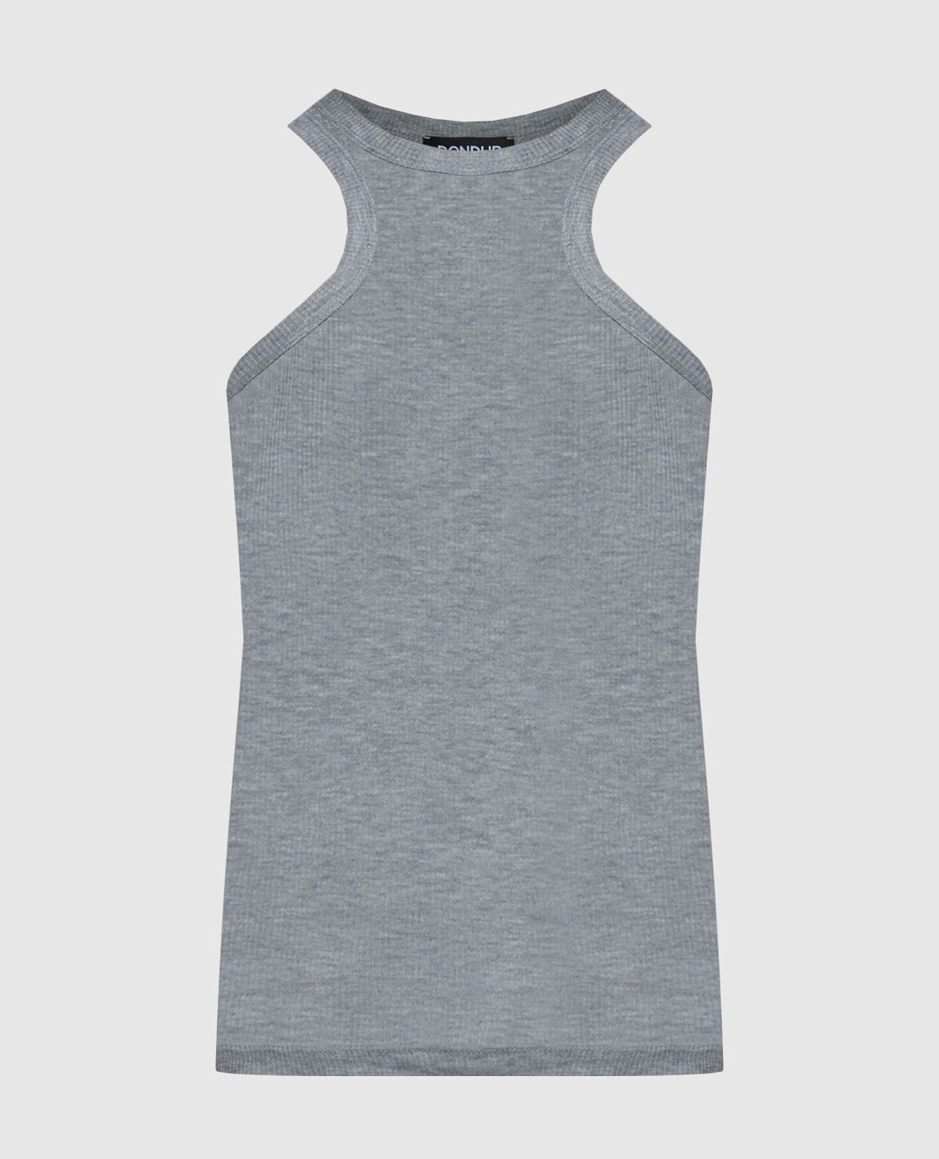Gray ribbed top with logo