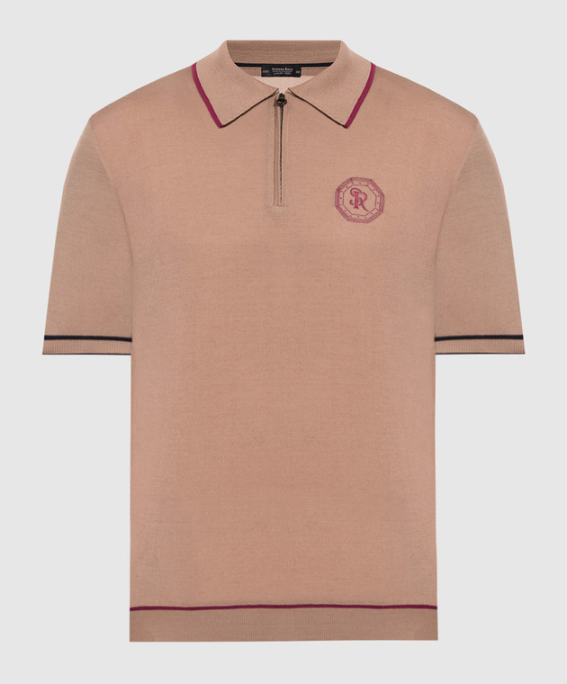 Stefano Ricci Brown silk and linen polo shirt K818052P31F23279