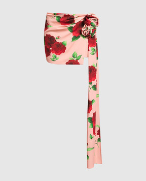 Magda Butrym Розовая юбка на запах с цветочным принтом 189423