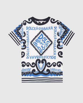 Dolce&Gabbana Детская белая футболка в принт L4JTBLG7L0B46