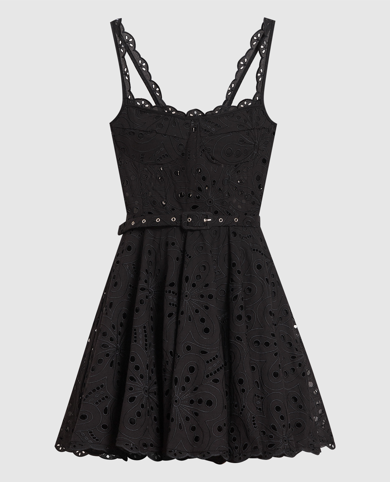 Nina black bustier dress with broderie embroidery