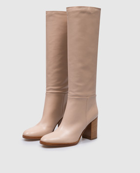 Gianvito Rossi Бежевые кожаные сапоги Santiago G8047985CUO