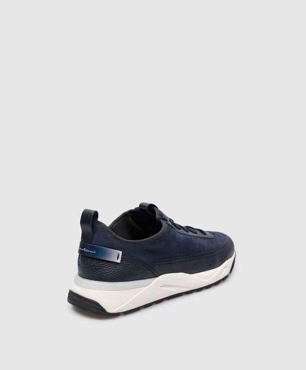 Santoni Blue leather sneakers with logo MBIO21534BINRHPR image 3