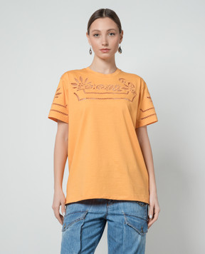 Ermanno Scervino Помаранчева футболка з мереживом D442L329DUX