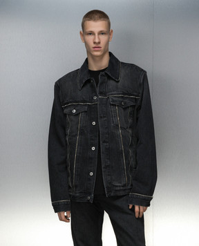 Off-White Черная джинсовая куртка с молниями OMYE092C99DEN001