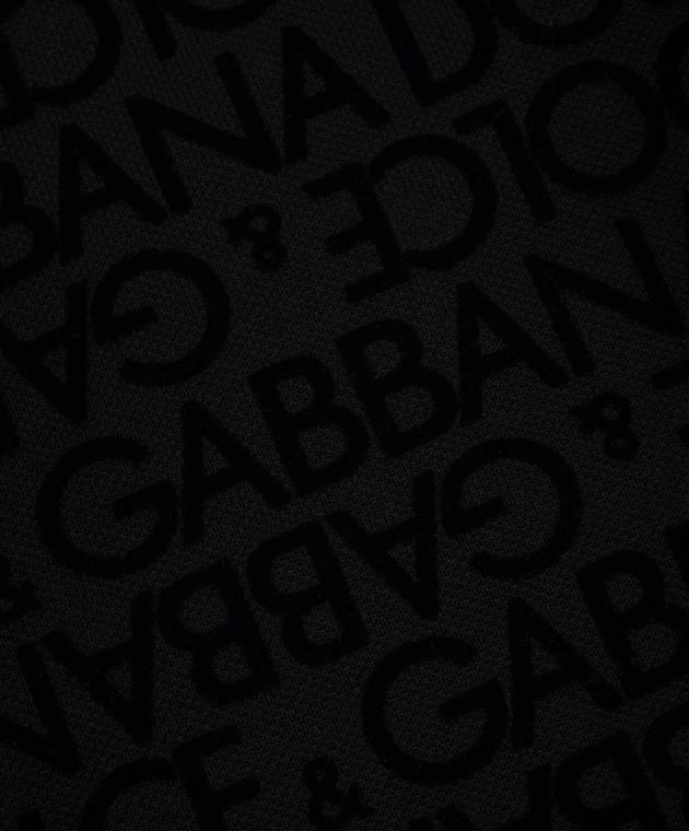Dolce&Gabbana Children's black polo shirt with textured logo L4JTGWG7K2I6 image 3
