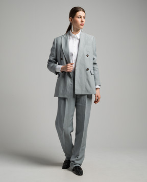 Brunello Cucinelli Серые брюки с льном MH126P8542