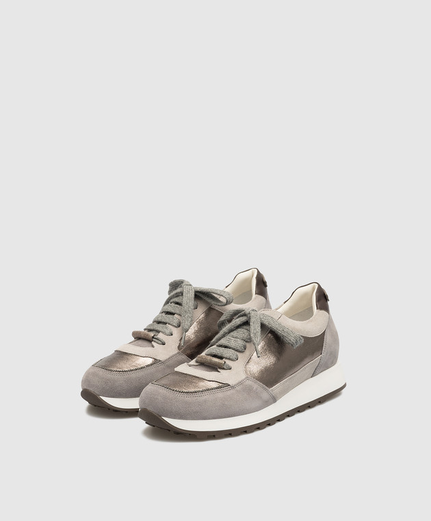 Peserico Gray combination sneakers with monil chain S39577C0R09401 image 3