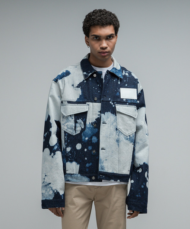 N*e様 arulee v-collar denim jacket A Cold Wall - Джинсовая куртка с принтом ACWMH050 купить в Symbol