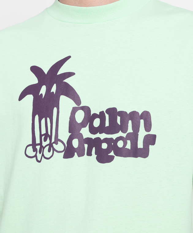 Palm Angels Green T-shirt with a print PMAA001E23JER009 image 5