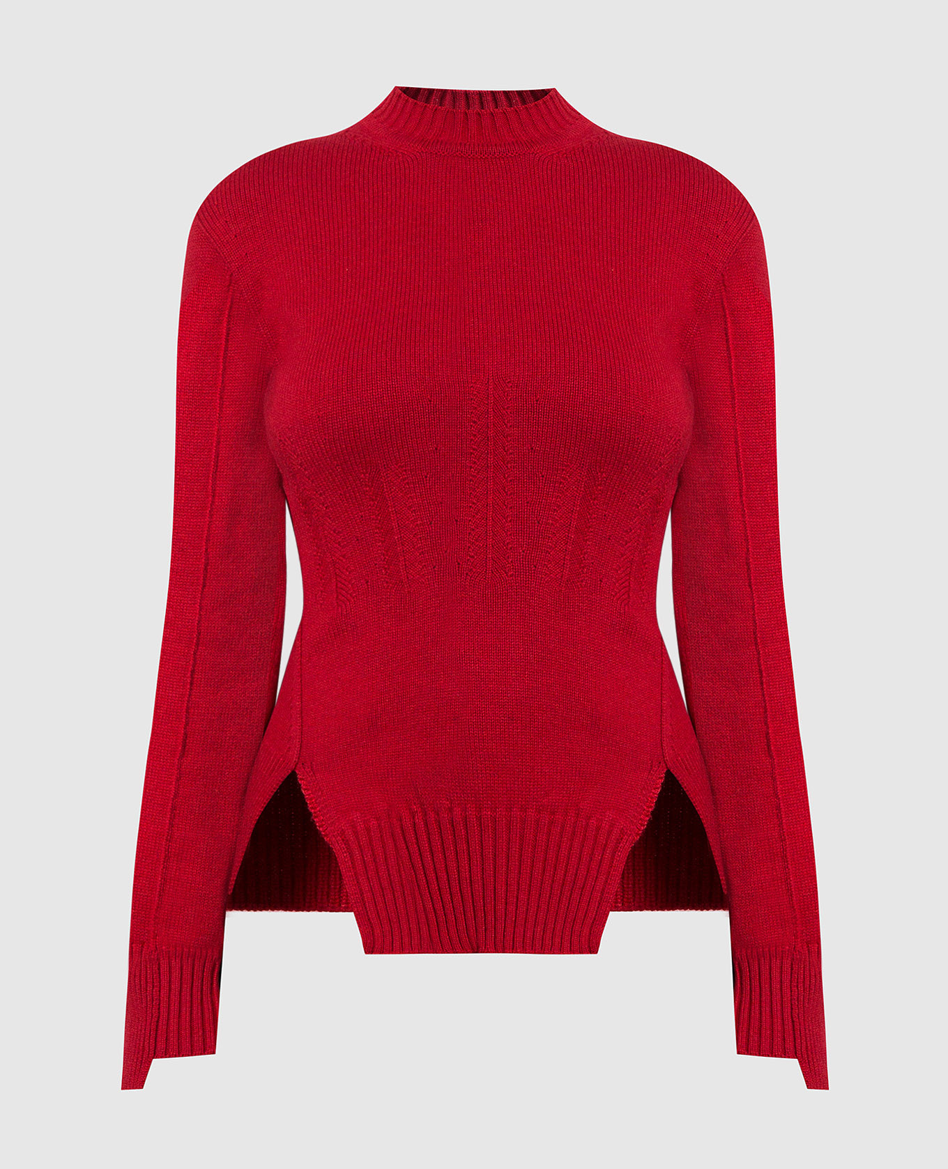 Red textured cashmere jumper