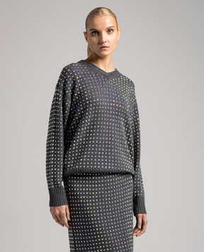 Max Mara Sportmax Серый пуловер Uta с кристаллами UTA