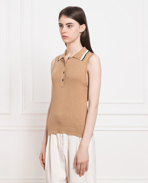 John Smedley Коричневий топ в рубчик Raye RAYE