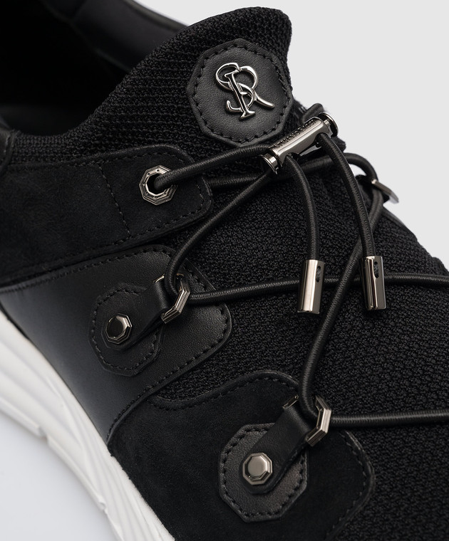 Stefano Ricci Black combination sneakers with metallic logo UF689G6425WYSDPT изображение 5