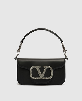 Valentino Черная кожаная сумка-багет Locò с кристаллами. 3W2B0K53CWR