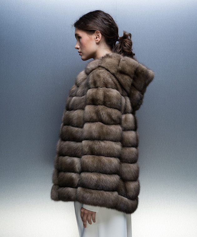 MalaMati Brown sable fur coat with a hood 2420K image 5